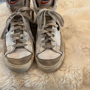 Nike High-Top Sneakers in White and Tan